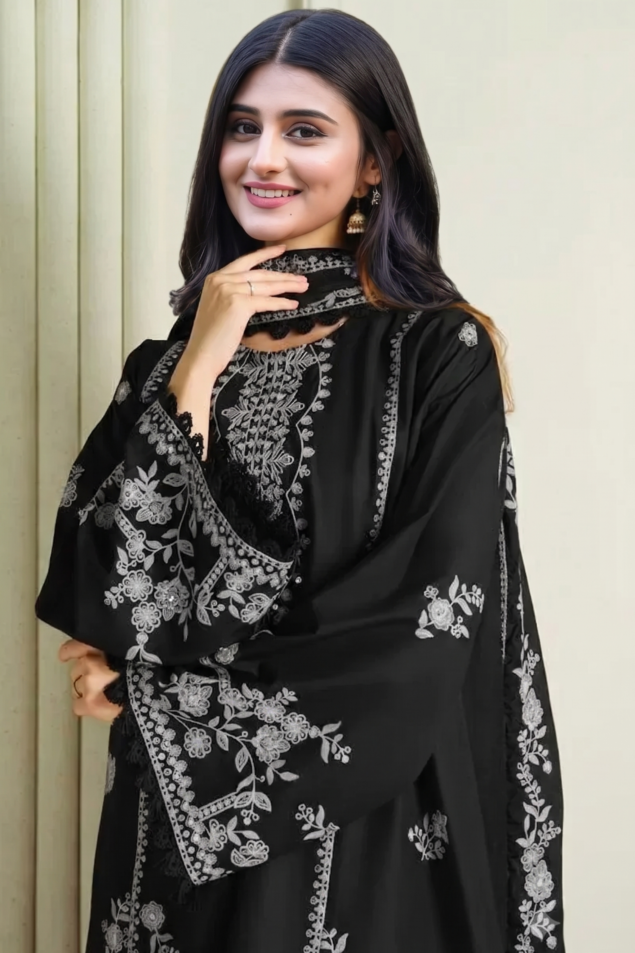 Ushna - Lawn 3PC Chikenkari Heavy Embroidered Suit | Unstitched Summer Luxe '26