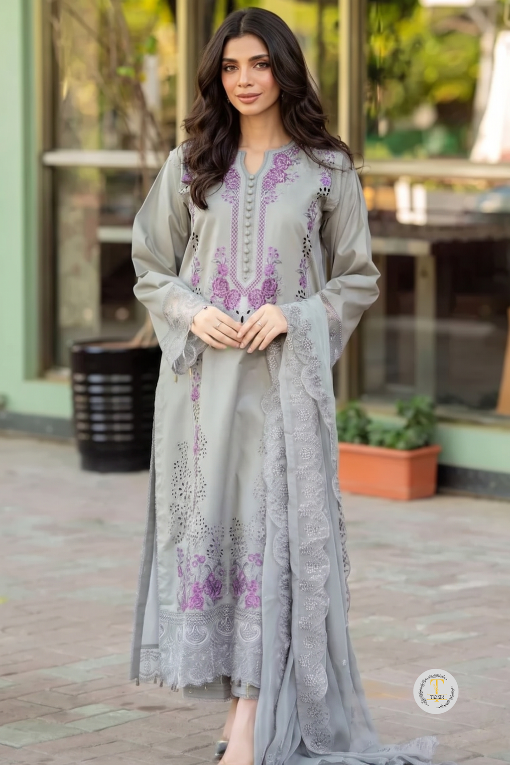 Zawish - Lawn 3PC Chikenkari Heavy Embroidered Suit | Unstitched Summer Luxe '26