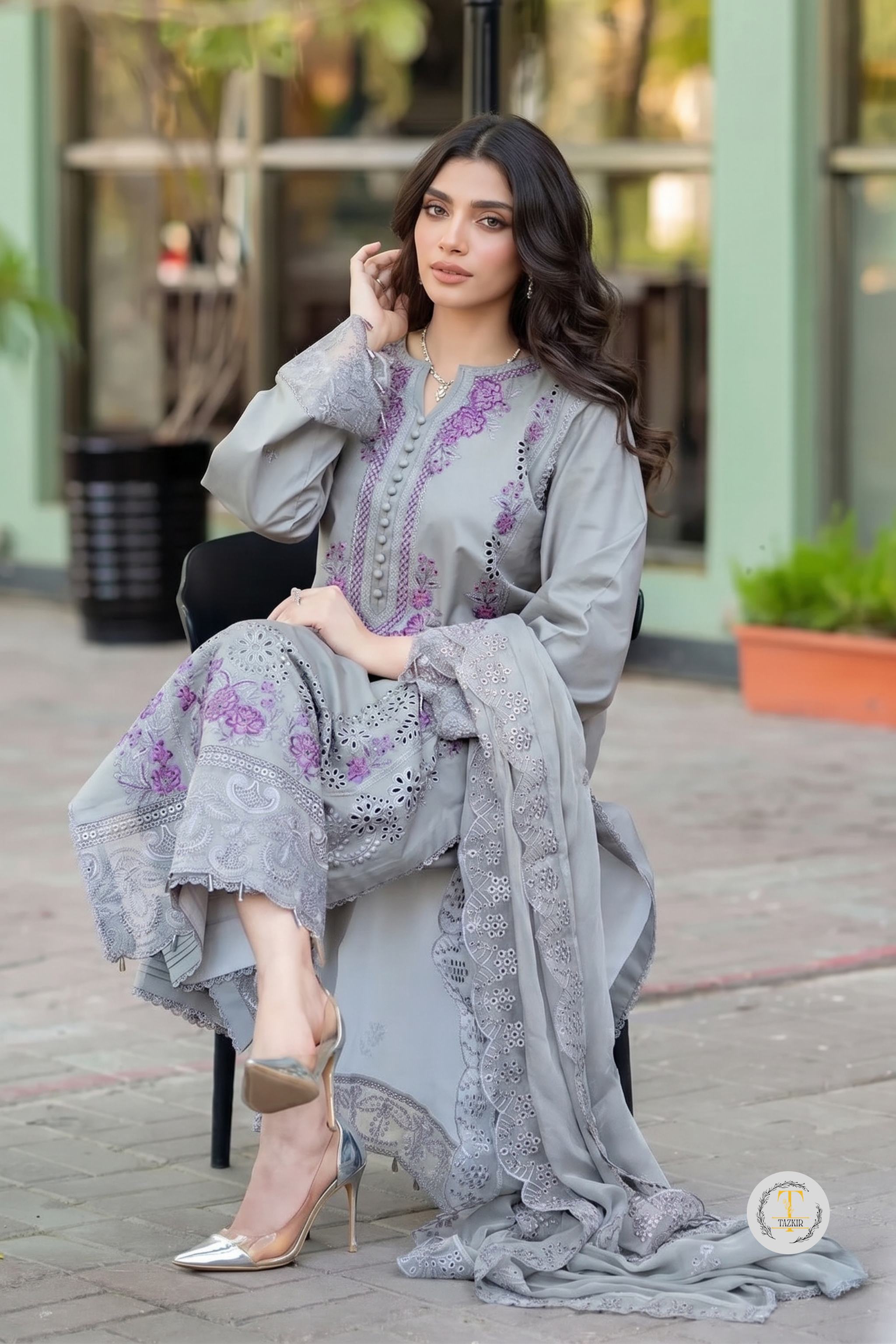 Zawish - Lawn 3PC Chikenkari Heavy Embroidered Suit | Unstitched Summer Luxe '26