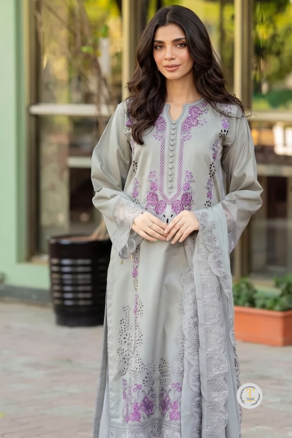 Zawish - Lawn 3PC Chikenkari Heavy Embroidered Suit | Unstitched Summer Luxe '26