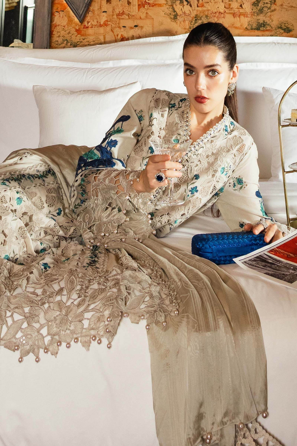 Evania - Luxury 3PC Chikenkari Heavy Embroidered Suit | ZF-107 Zaroon Luxe '26
