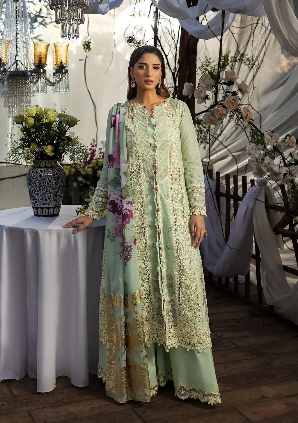 Asma - Luxury Lawn 3PC Chikenkari Heavy Embroidered Suit | ZF-023 Unstitched Summer Luxe '26