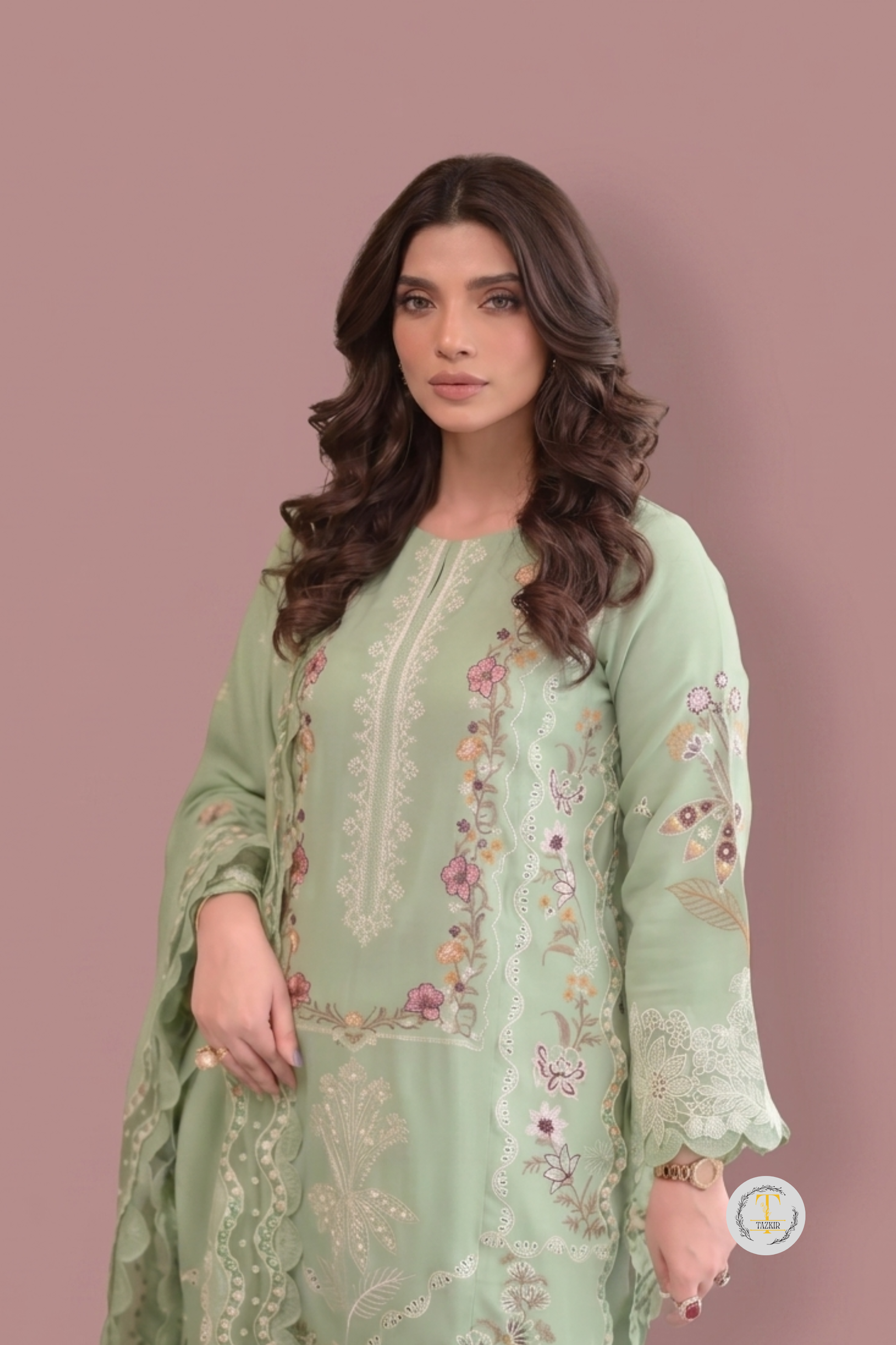 Areej - Lawn 3PC Chikenkari Heavy Embroidered Suit | Unstitched Summer Luxe '26