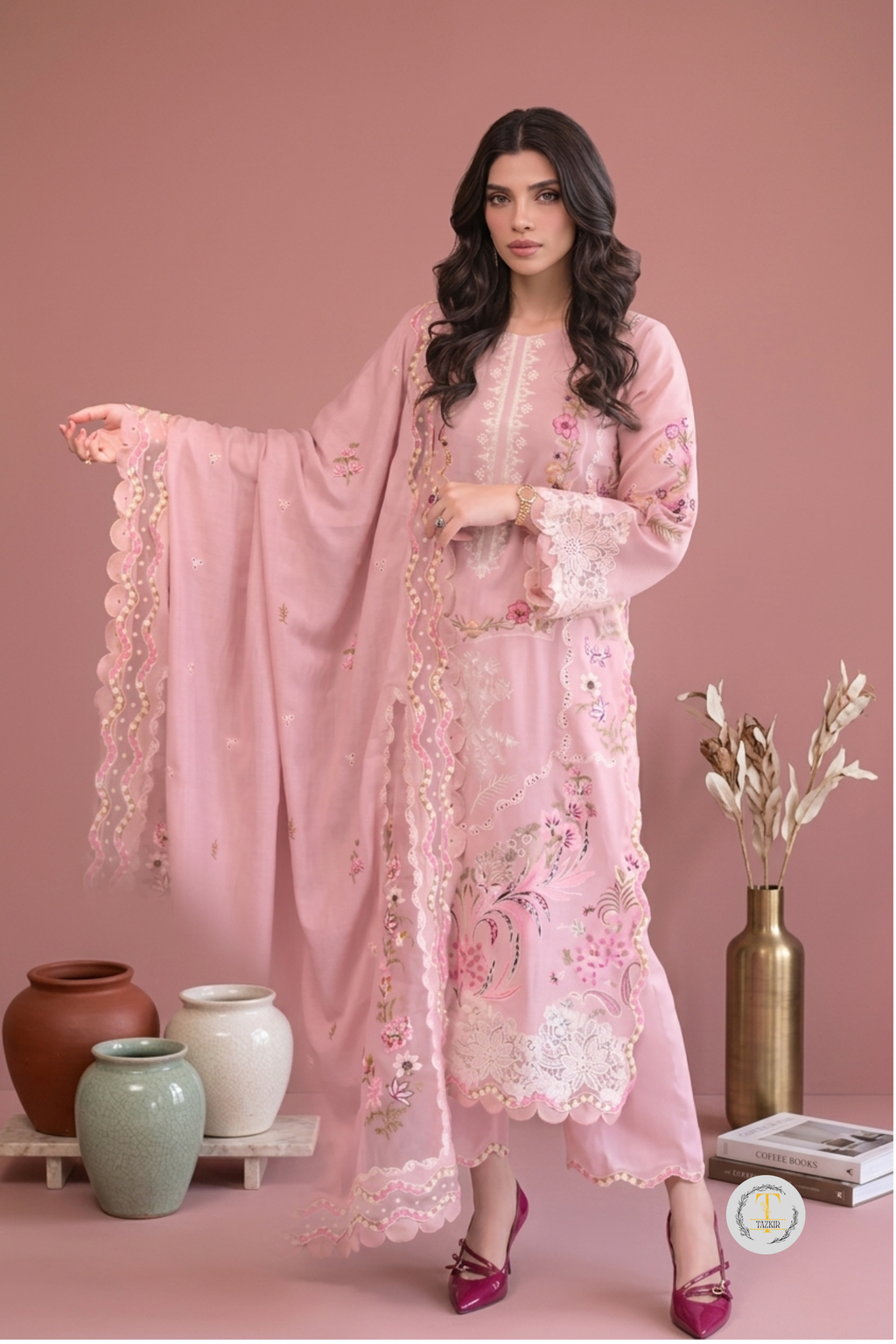 Sidrah - Lawn 3PC Chikenkari Heavy Embroidered Suit | Unstitched Summer Luxe '26