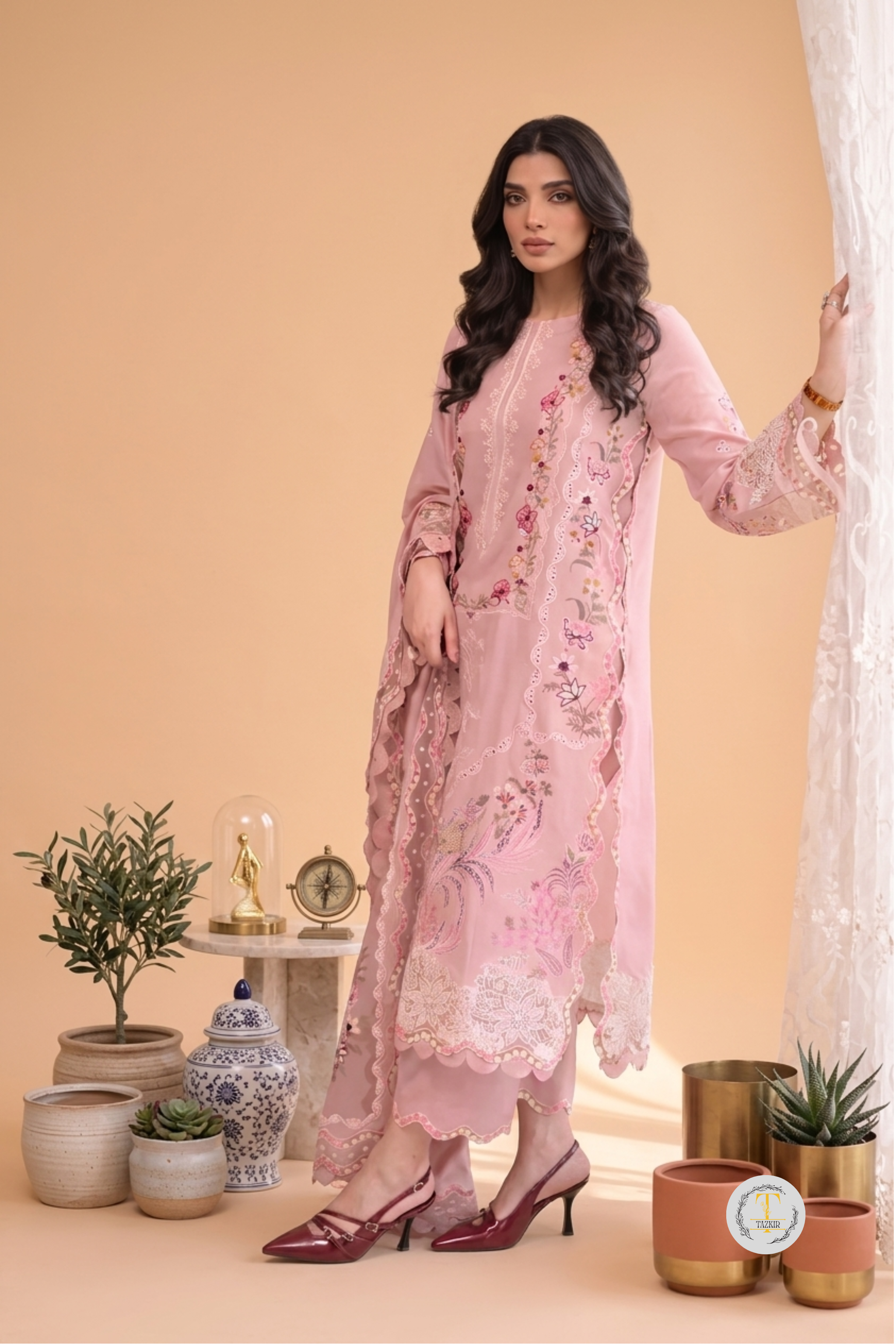 Sidrah - Lawn 3PC Chikenkari Heavy Embroidered Suit | Unstitched Summer Luxe '26