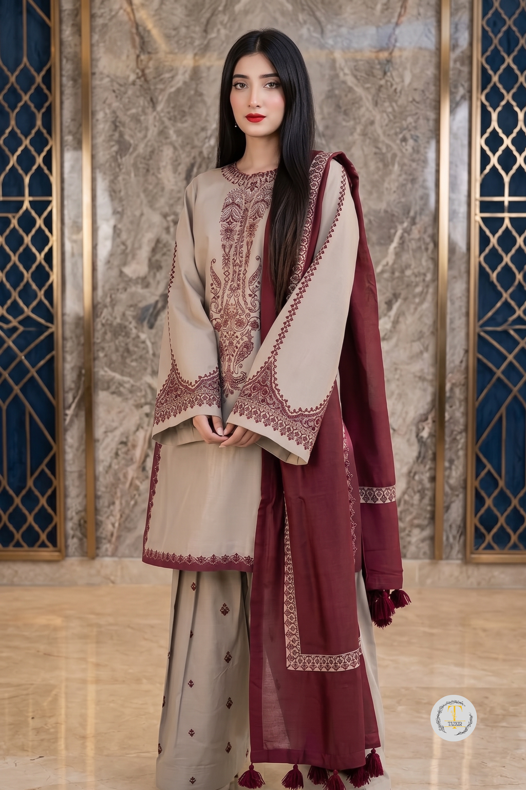 Afshan - Lawn 3PC Chikenkari Heavy Embroidered Suit | Unstitched Summer Luxe '26