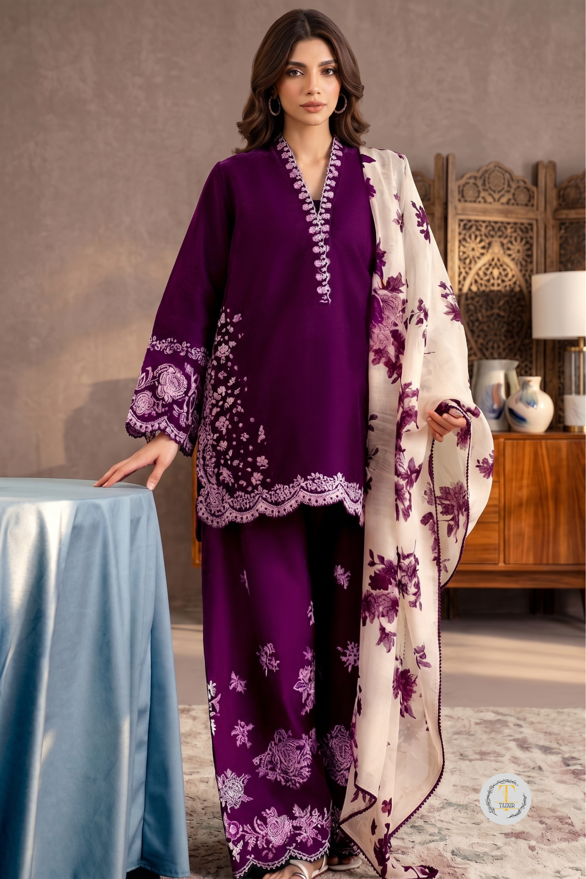 Arfa- Lawn 3PC Chikenkari Heavy Embroidered Suit | Unstitched Summer Luxe '26