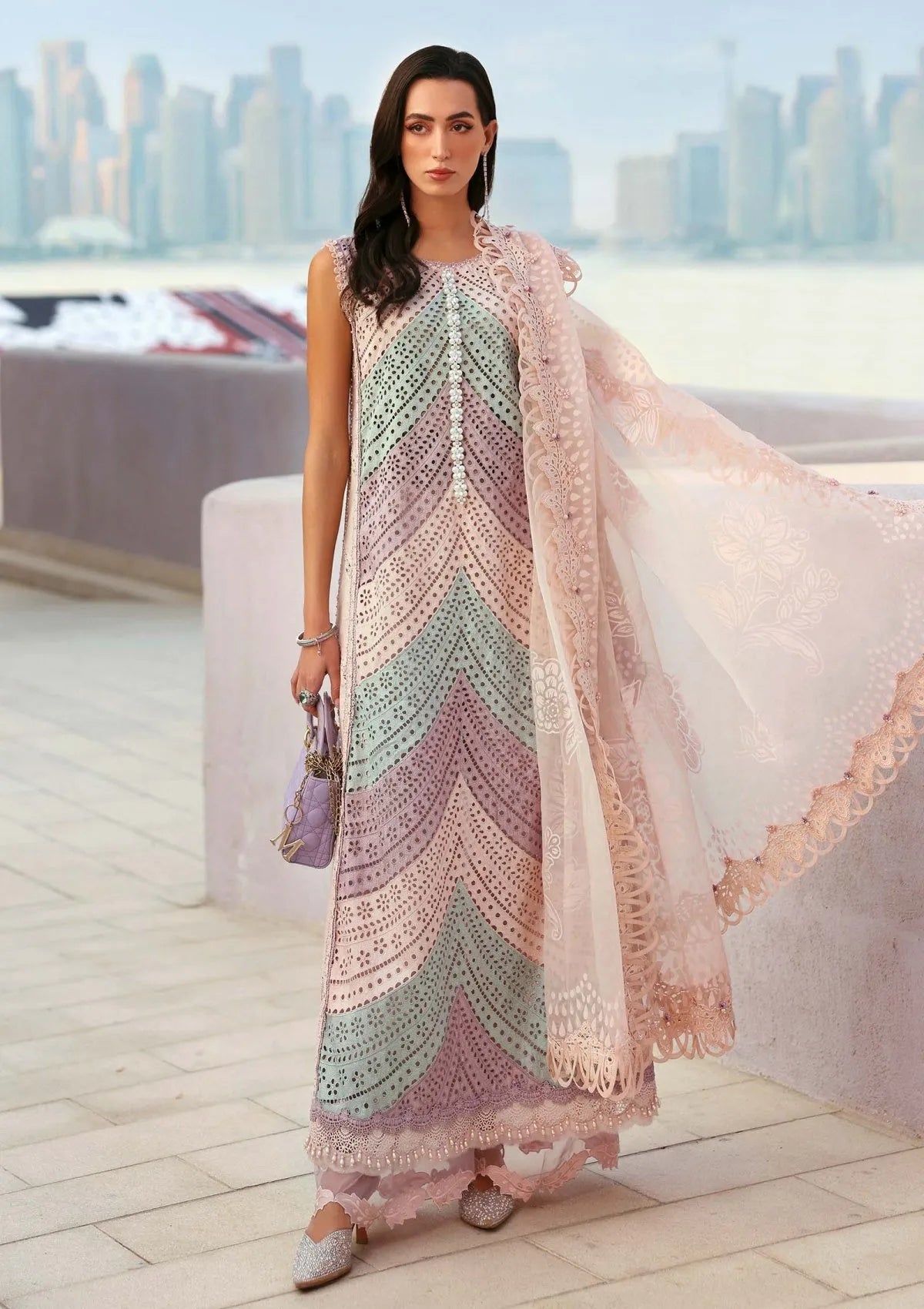 Salma - Luxury Lawn 3PC Chikenkari Heavy Embroidered Suit | ZF-085 Summer Luxe '26