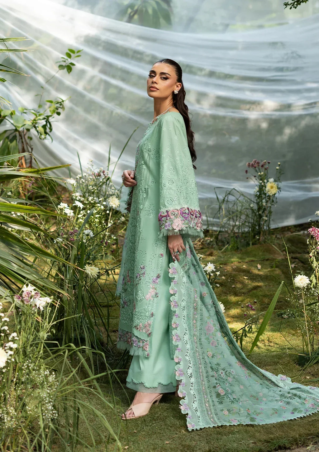 Shahnaz - Luxury Dhanak 3PC Chikenkari Heavy Embroidered Suit | EA-W- 122 Luxe '26