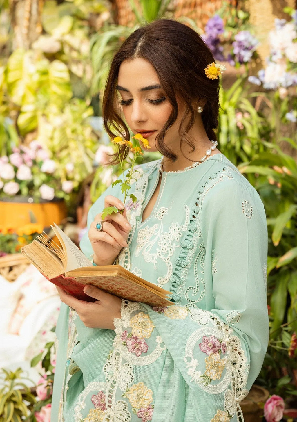 Zarqa - Luxury Lawn 3PC Chikenkari Heavy Embroidered Suit | ZF-069 Unstitched Summer Luxe '26