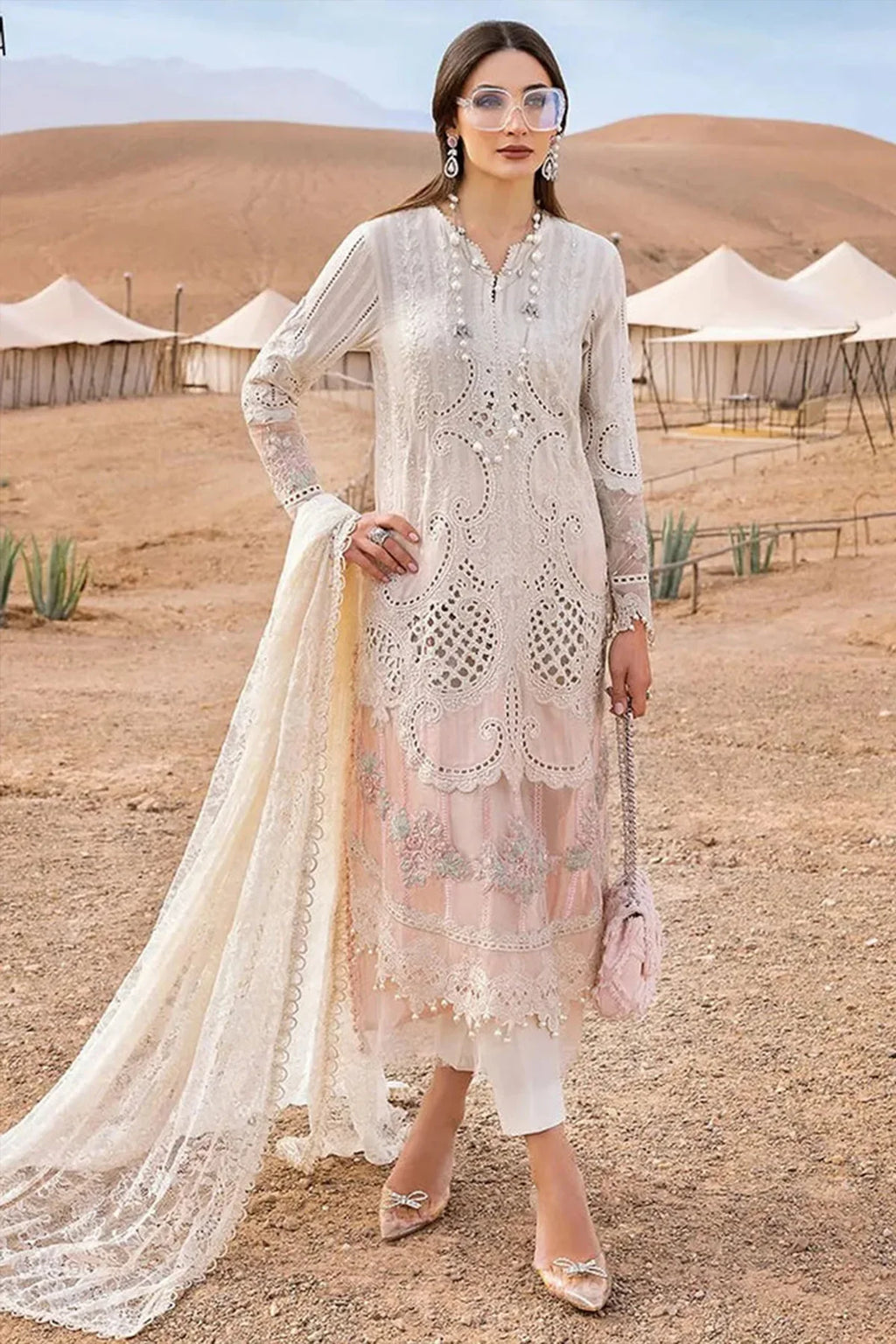 Mahnaz - Luxury Dhanak 3PC Chikenkari Heavy Embroidered Suit | EA-W- 126 Luxe '26