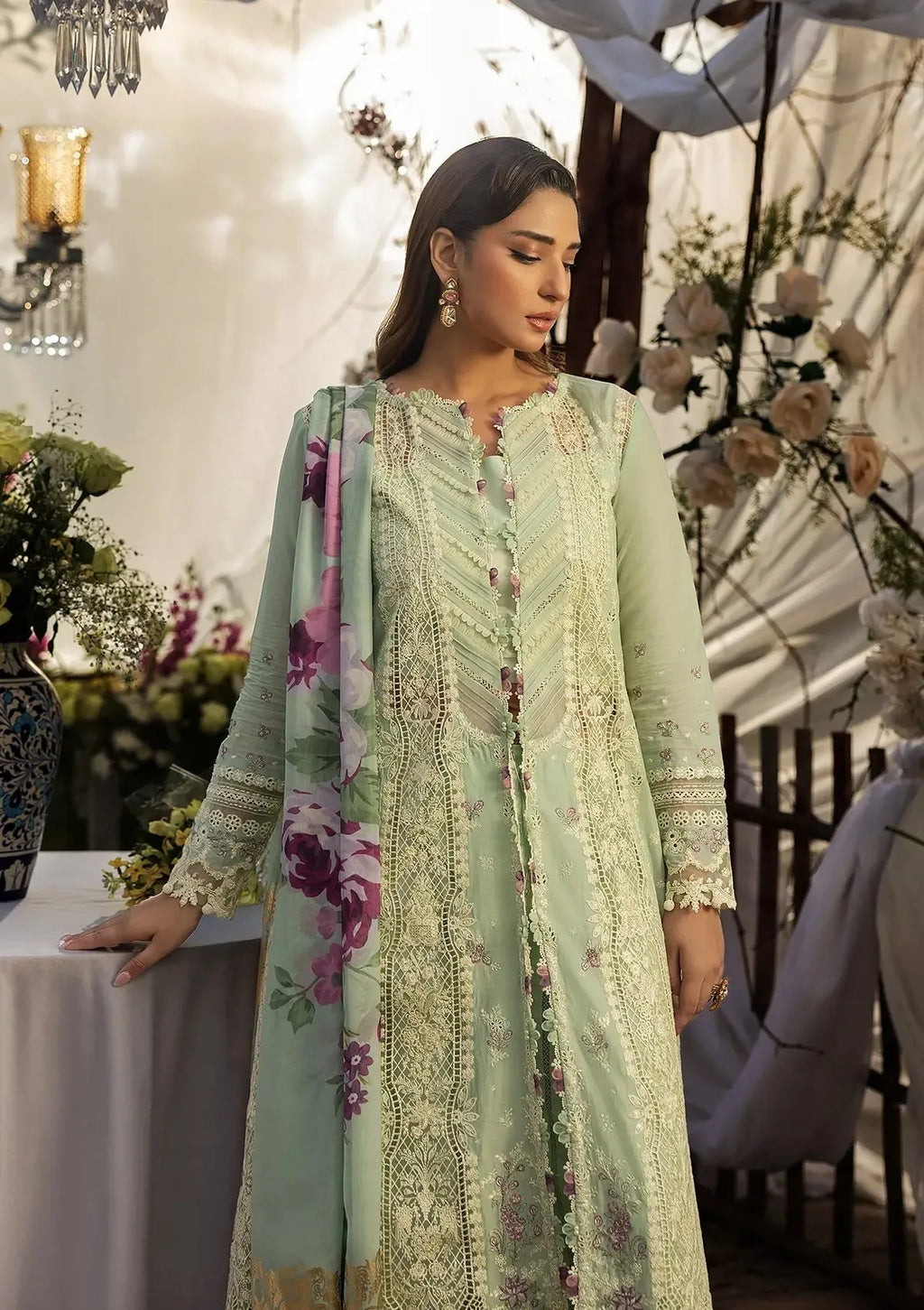 Asma - Luxury Lawn 3PC Chikenkari Heavy Embroidered Suit | ZF-023 Unstitched Summer Luxe '26