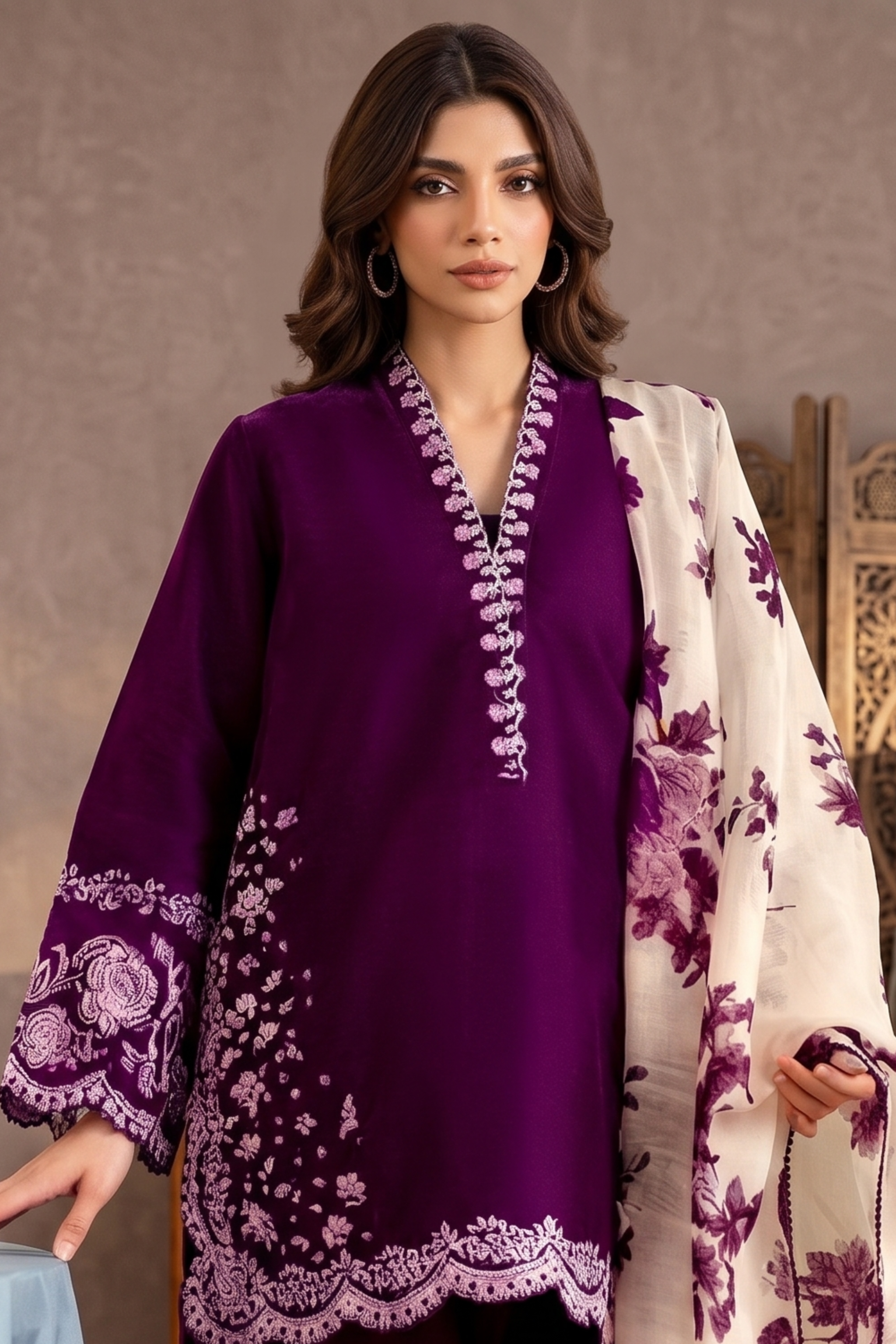 Arfa- Lawn 3PC Chikenkari Heavy Embroidered Suit | Unstitched Summer Luxe '26