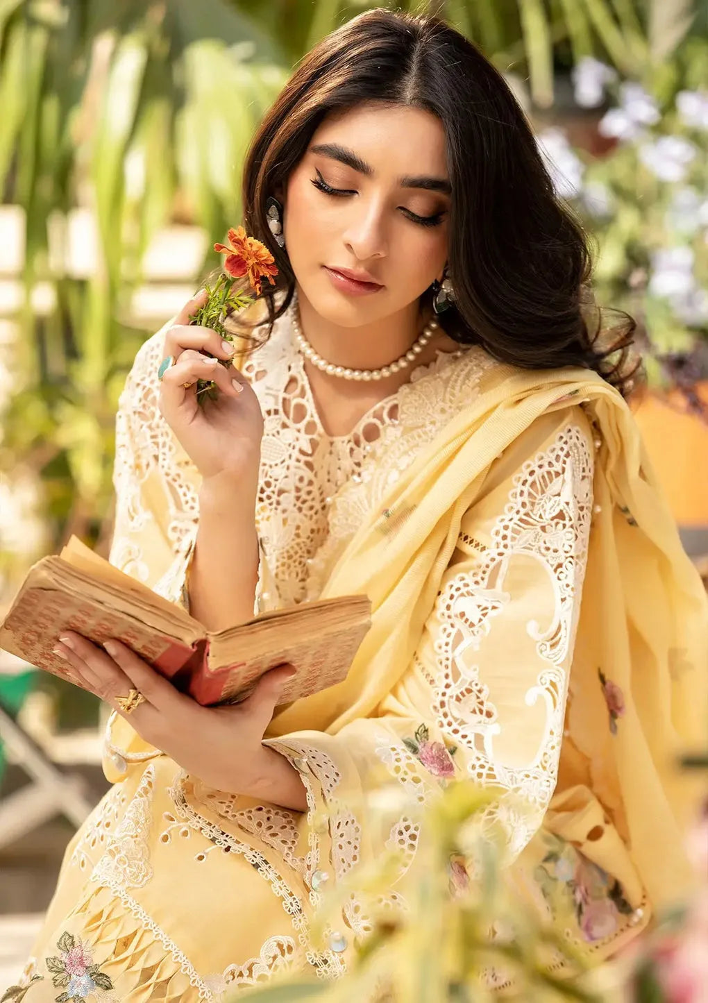 Dua- Luxury Lawn 3PC Chikenkari Heavy Embroidered Suit | ZF 056 Unstitched Summer Luxe '26