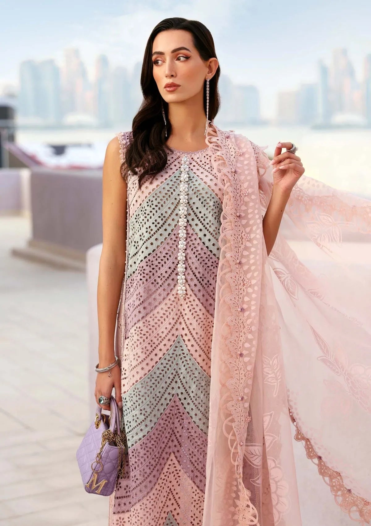 Salma - Luxury Lawn 3PC Chikenkari Heavy Embroidered Suit | ZF-085 Summer Luxe '26