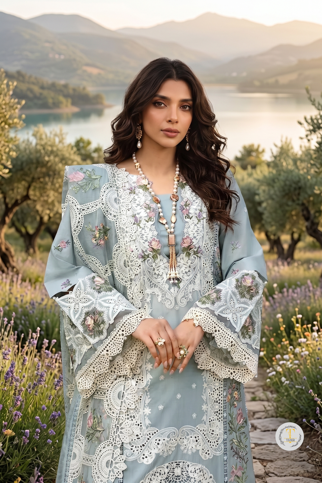 Khushbu - Lawn 3PC Chikenkari Heavy Embroidered Suit | Unstitched Summer Luxe '26