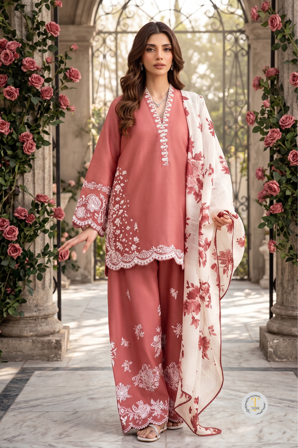 Zinia - Lawn 3PC Chikenkari Heavy Embroidered Suit | Unstitched Summer Luxe '26