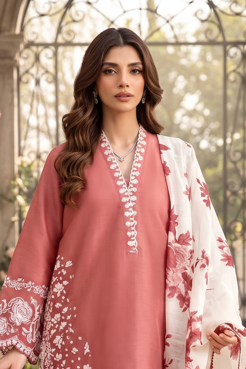 Zinia - Lawn 3PC Chikenkari Heavy Embroidered Suit | Unstitched Summer Luxe '26