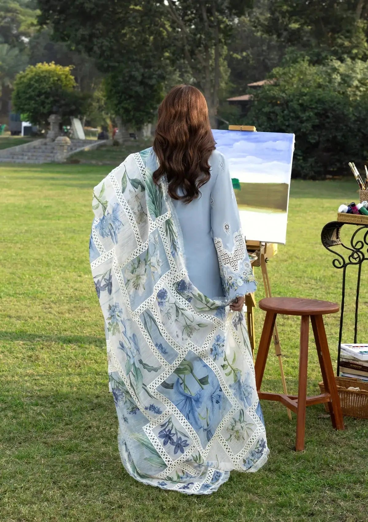 Wafa - Luxury Lawn 3PC Chikenkari Heavy Embroidered Suit | ZF-078  Summer Luxe '26