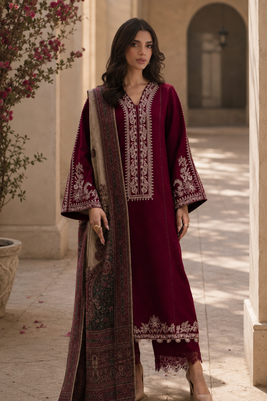 Aliya - Lawn 3PC Chikenkari Heavy Embroidered Suit | Unstitched Summer Luxe '26
