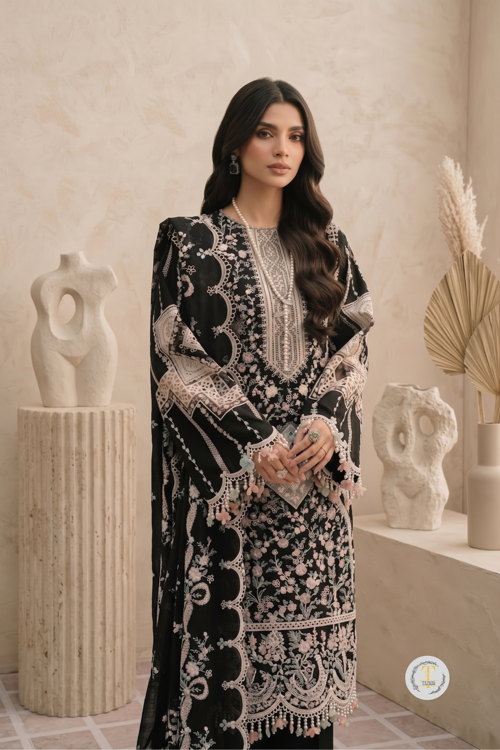 Saba - Lawn 3PC Chikenkari Heavy Embroidered Suit | Unstitched Summer Luxe '26