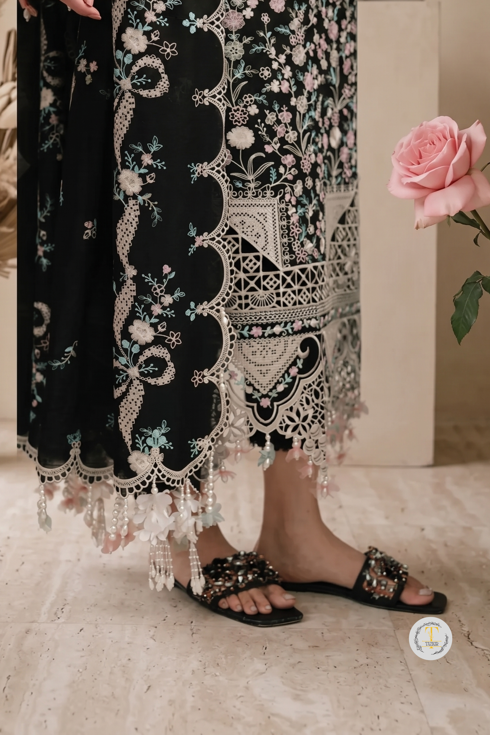 Saba - Lawn 3PC Chikenkari Heavy Embroidered Suit | Unstitched Summer Luxe '26