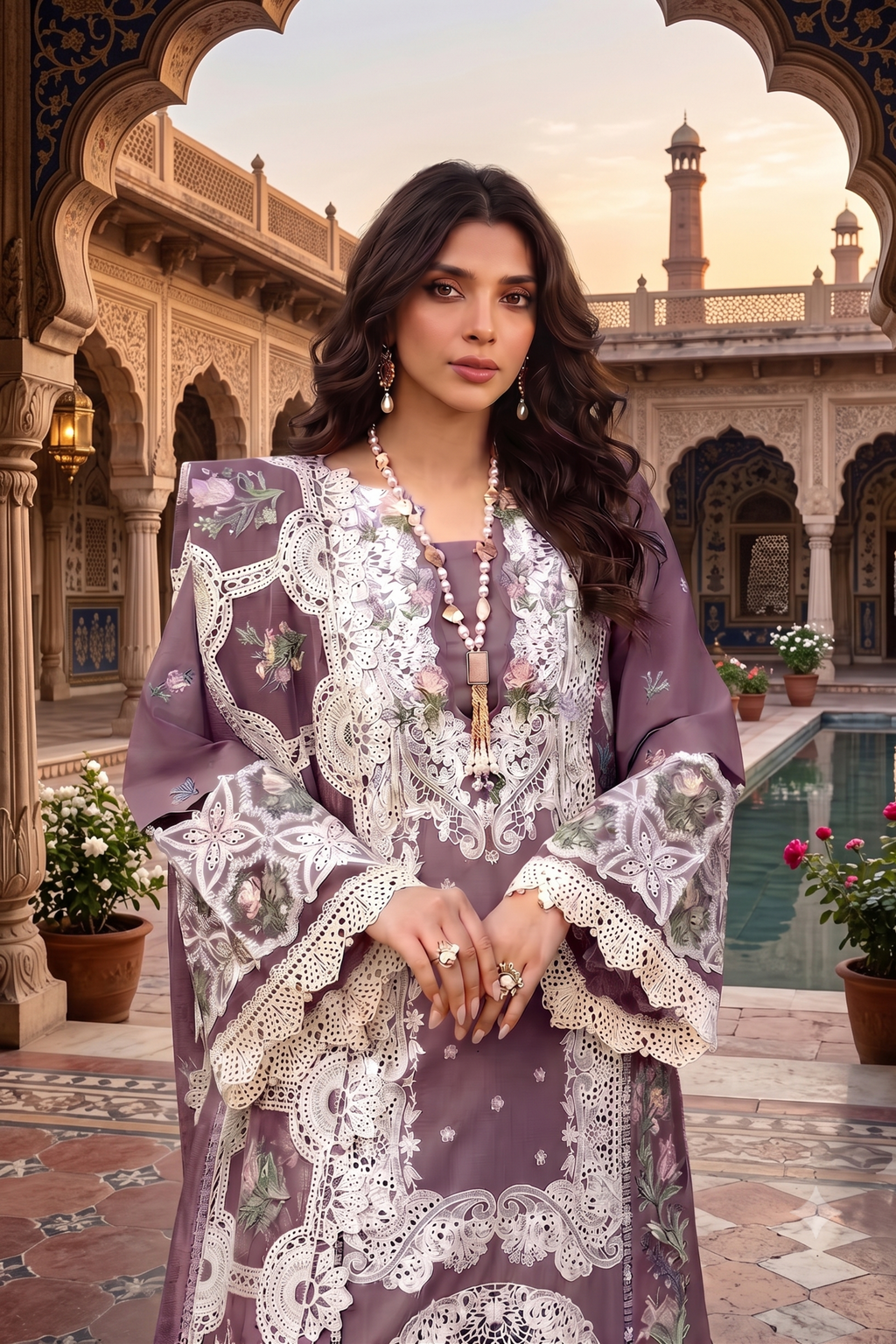 Shabnam - Lawn 3PC Chikenkari Heavy Embroidered Suit | Unstitched Summer Luxe '26