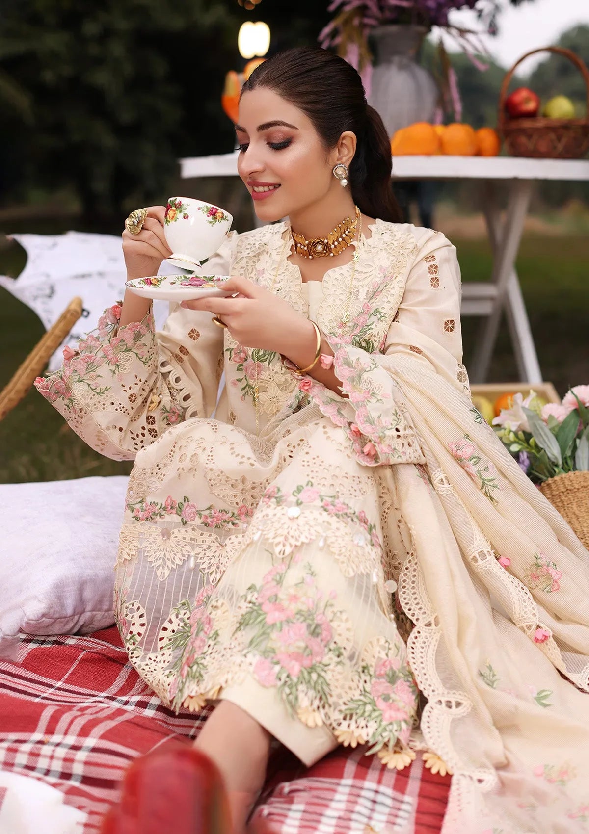 Zarnish ZF-S-053 - Luxury Lawn 3PC Chikenkari Heavy Embroidered Suit | Unstitched Summer Luxe '26