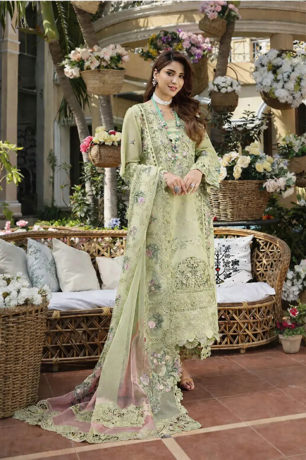 Rangreza - Zf-08 Luxury Lawn 3PC Chikenkari Heavy Embroidered Suit | Summer Luxe '26