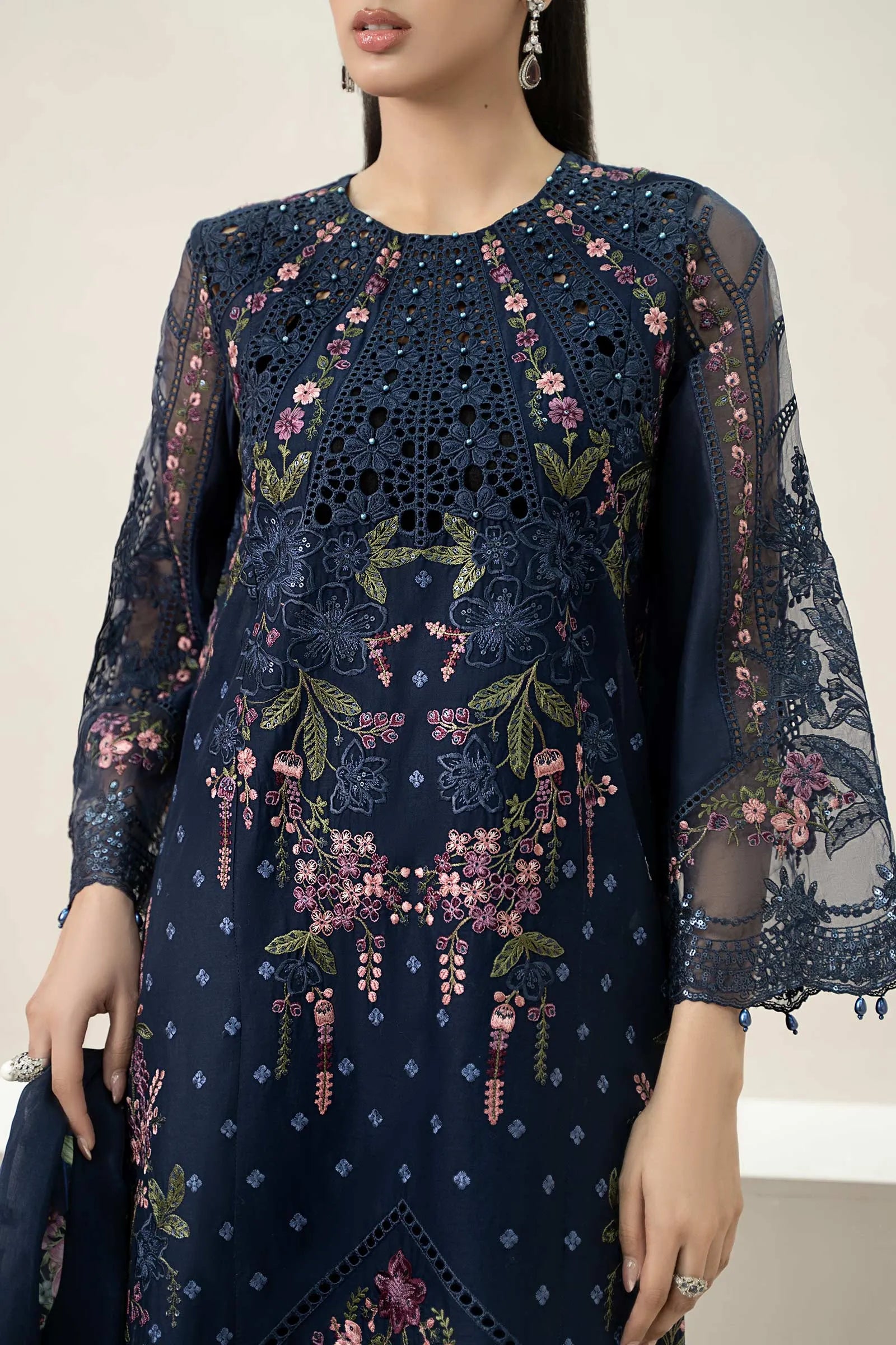 Samira - Luxury Lawn 3PC Chikenkari Heavy Embroidered Suit | ZF-072 Unstitched Summer Luxe '26