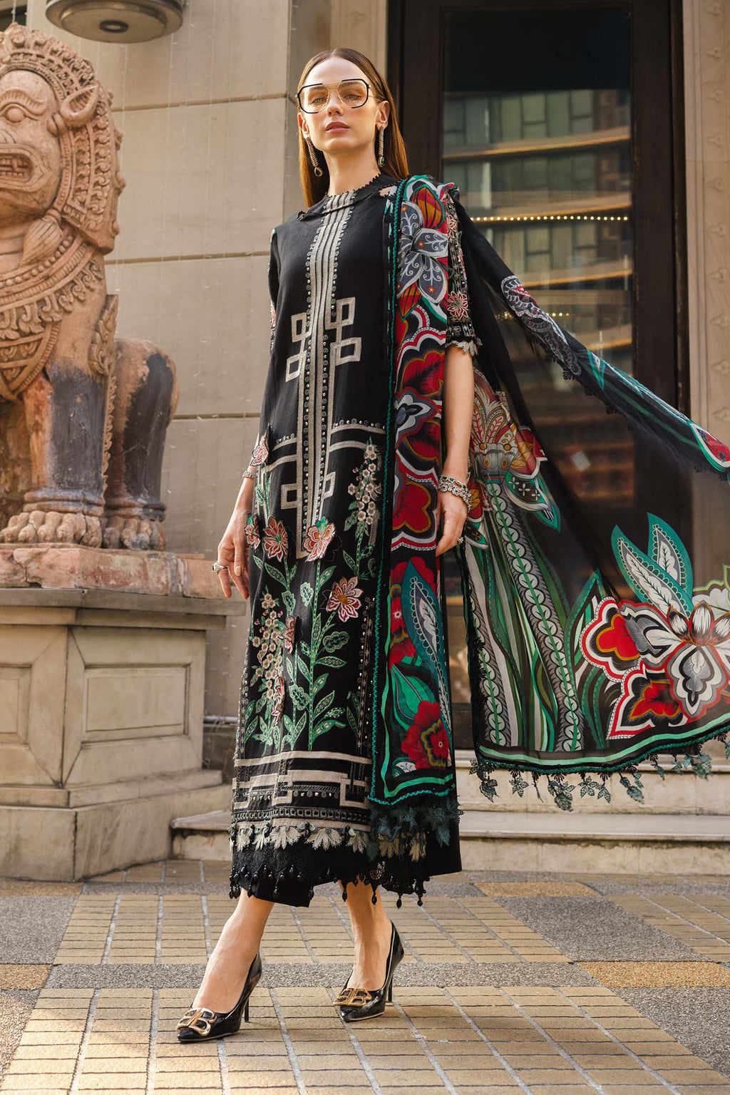 Nehir - Luxury Dhanak 3PC Chikenkari Heavy Embroidered Suit | EA-W- 130  Luxe '26
