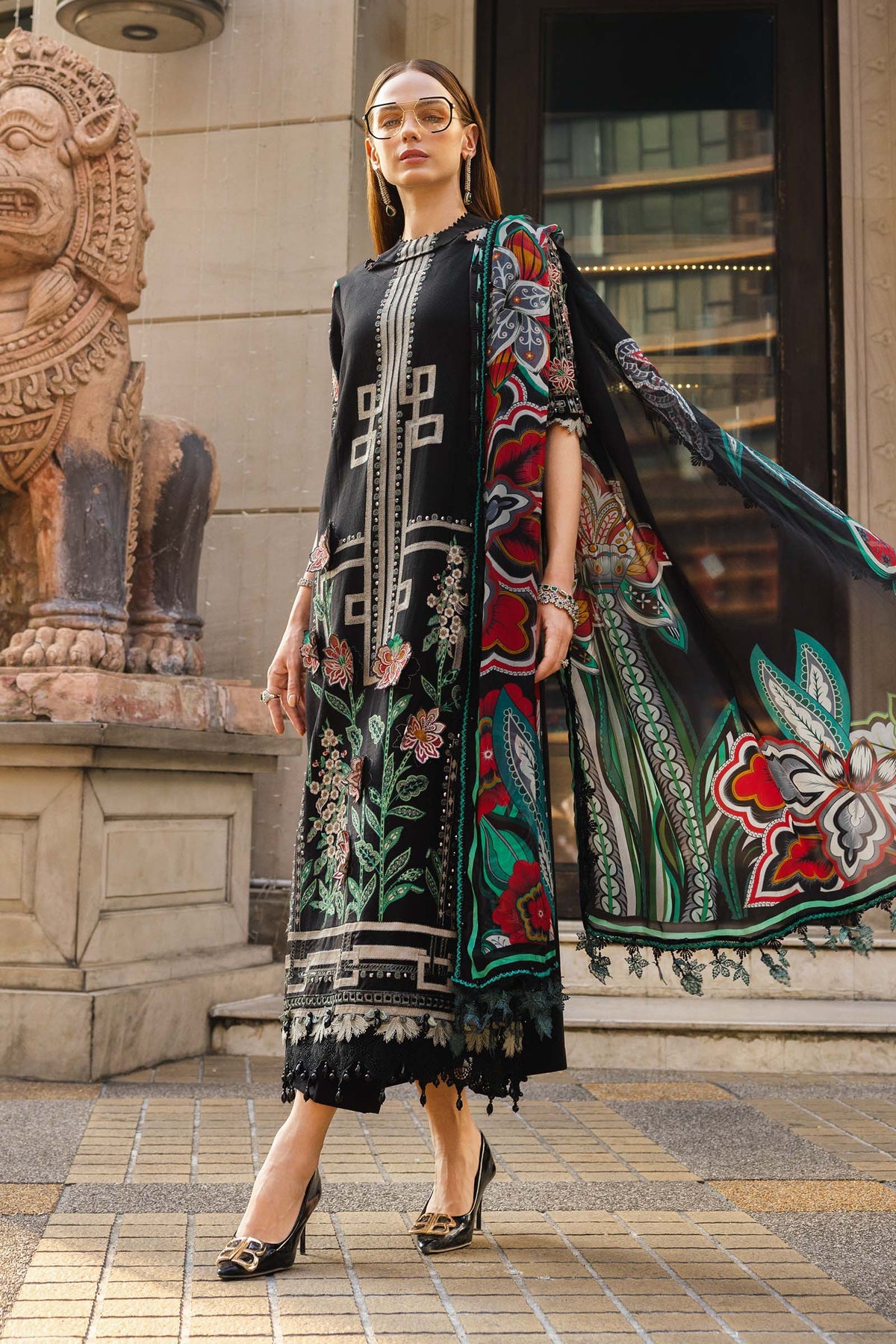 Nehir - Luxury Dhanak 3PC Chikenkari Heavy Embroidered Suit | EA-W- 130  Luxe '26