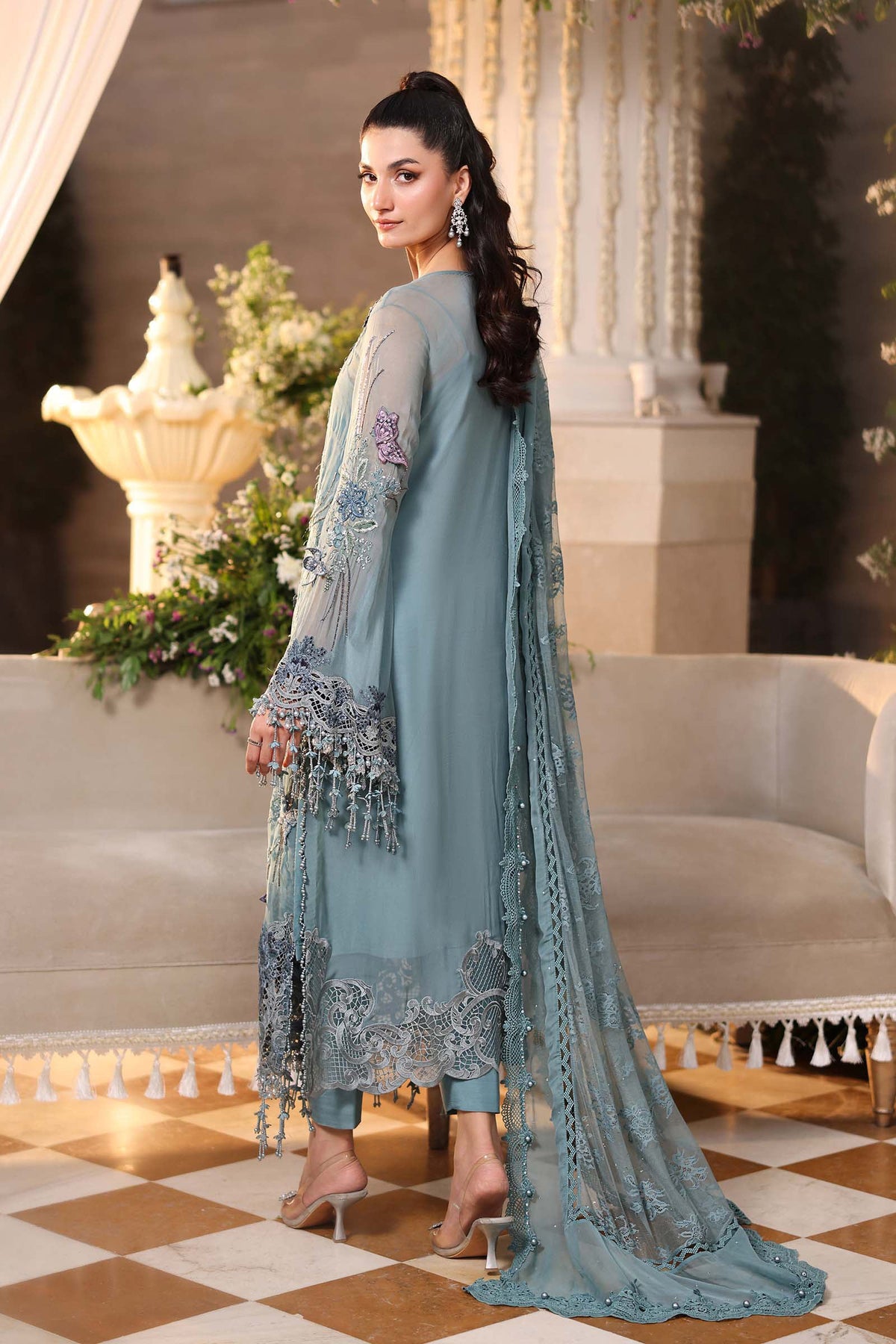 Delkash - Luxury Viscose 3PC Chikenkari Heavy Embroidered Suit | EA-W- 129  Luxe '26