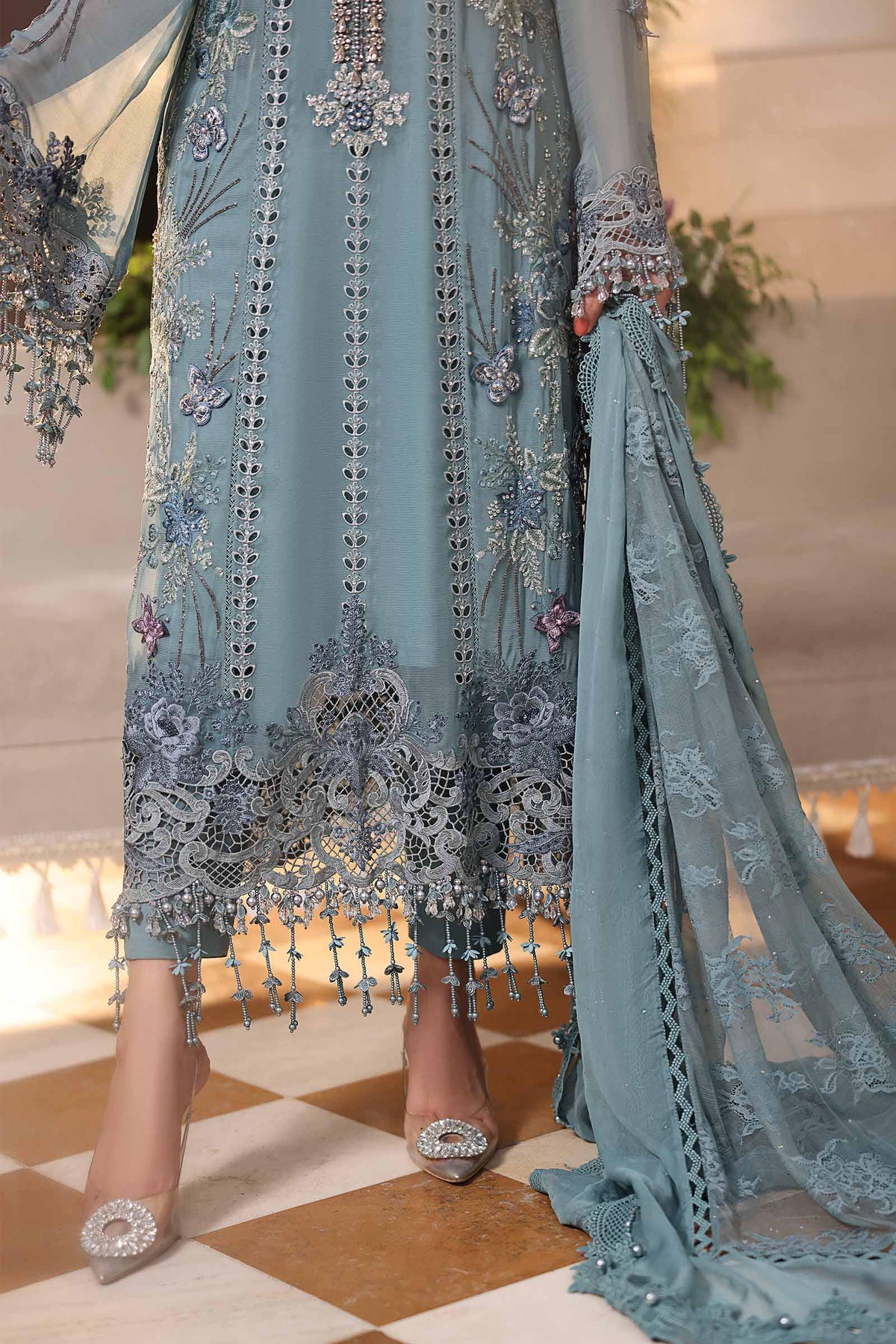 Delkash - Luxury Viscose 3PC Chikenkari Heavy Embroidered Suit | EA-W- 129  Luxe '26