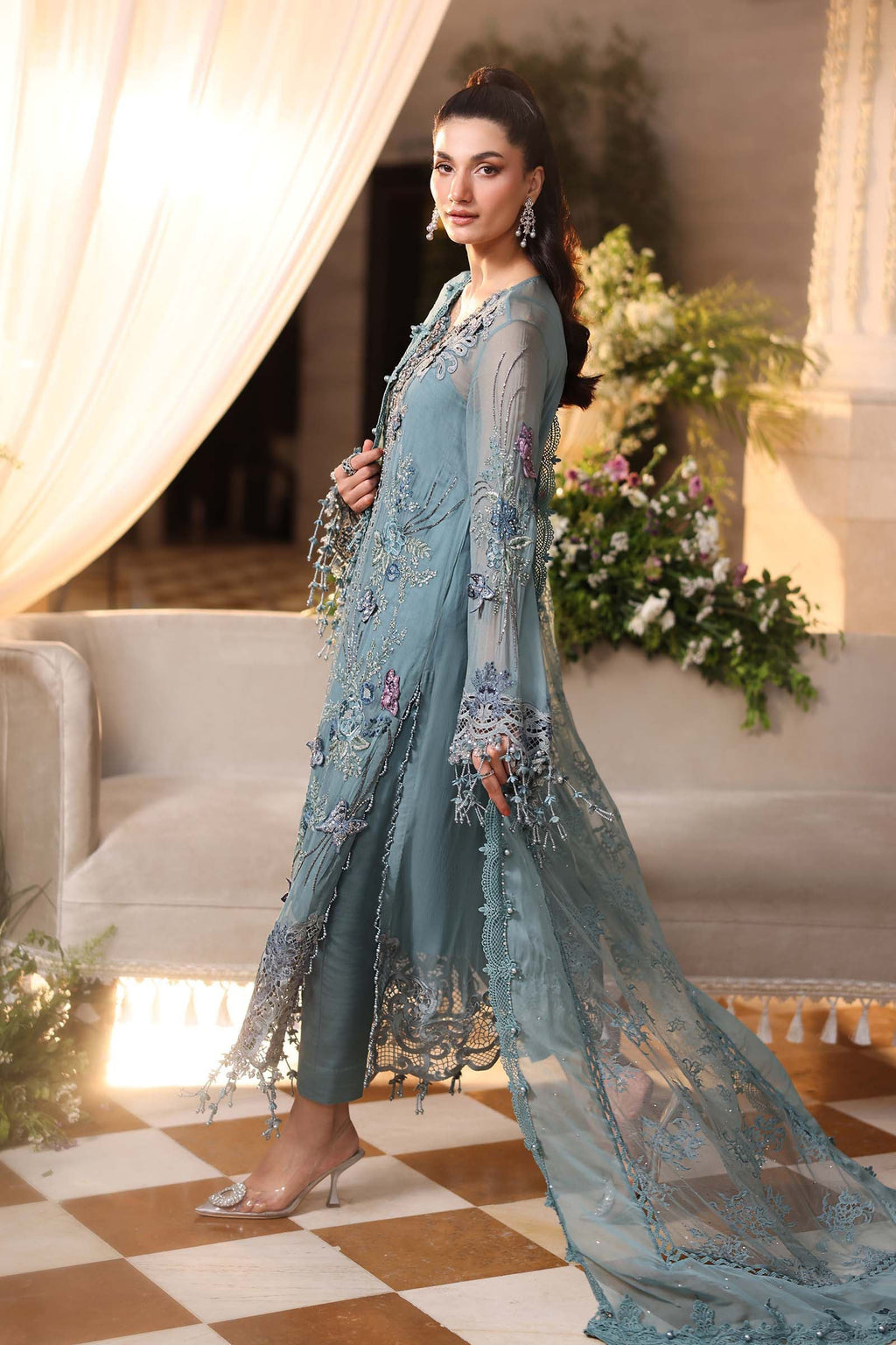 Delkash - Luxury Viscose 3PC Chikenkari Heavy Embroidered Suit | EA-W- 129  Luxe '26
