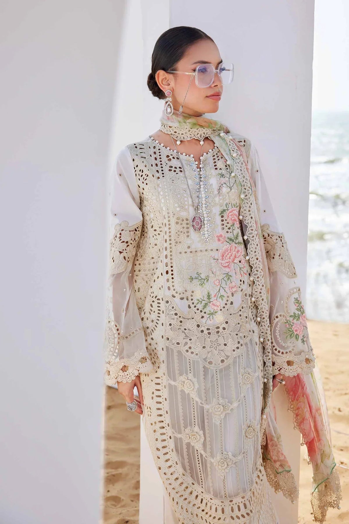 Negin - Luxury Dhanak 3PC Chikenkari Heavy Embroidered Suit | EA-W- 125  Luxe '26