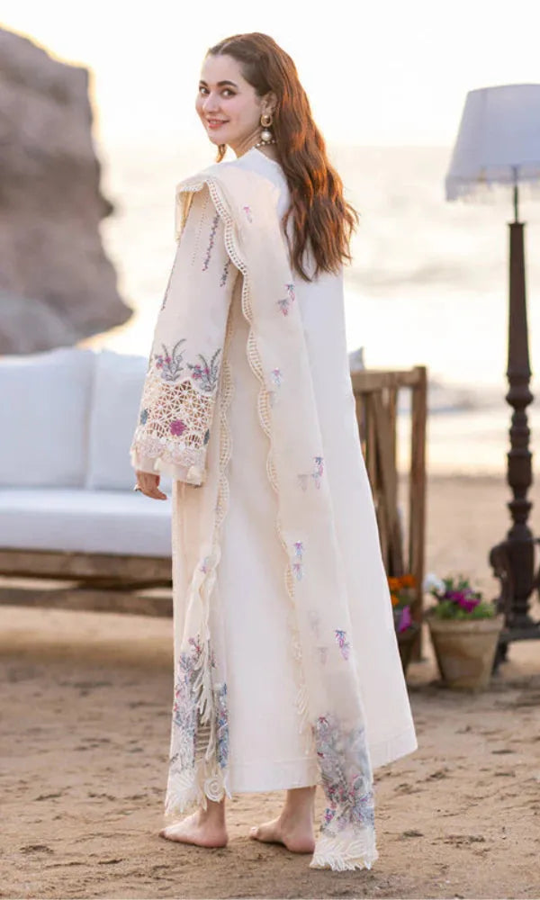 Hania - Luxury Lawn 3PC Chikenkari Heavy Embroidered Suit | ZF-015 Unstitched Summer Luxe '26