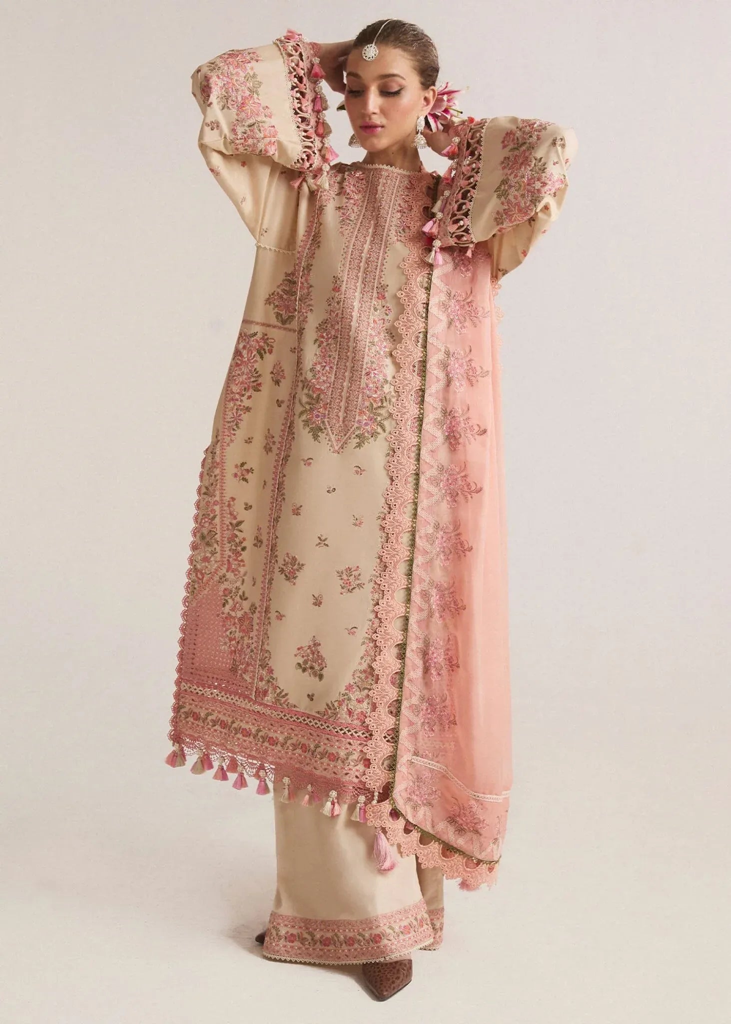 Roohi - Luxury Lawn 3PC Chikenkari Heavy Embroidered Suit | Unstitched Summer Luxe '26