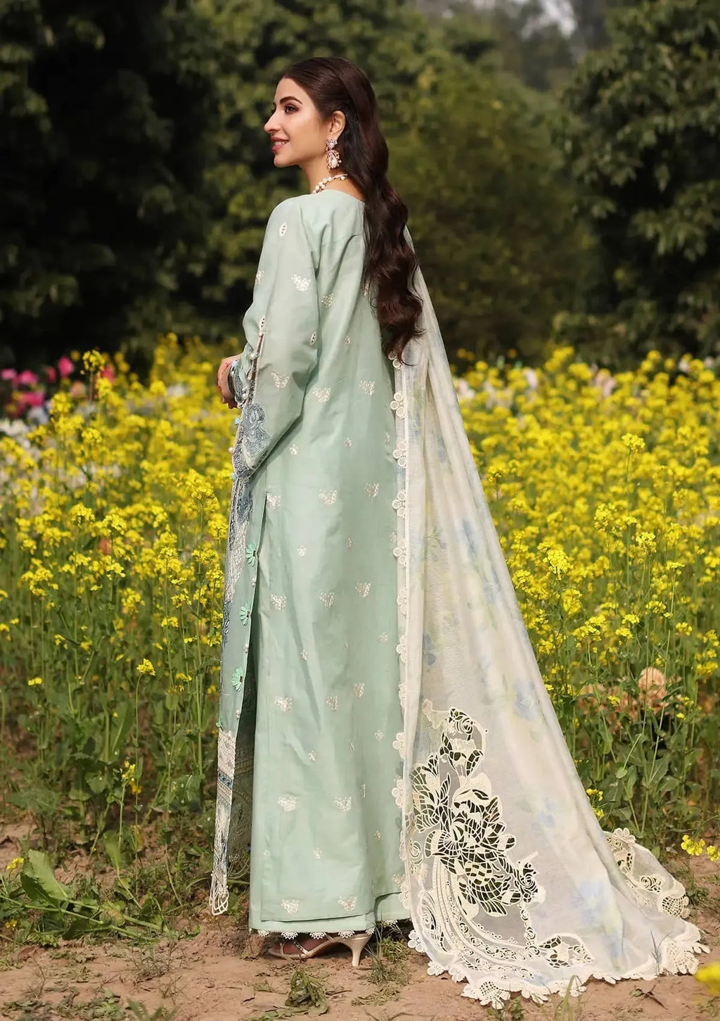 Iman - Luxury Lawn 3PC Chikenkari Heavy Embroidered Suit | ZF-069 Unstitched Summer Luxe '26