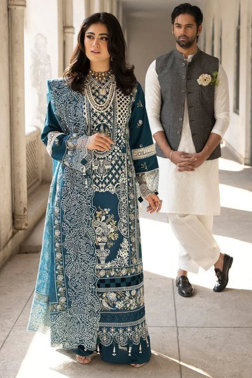 Mahnur - Zf -027 Luxury Lawn 3 PCS Embroidered | Summer Zaroon Luxe
