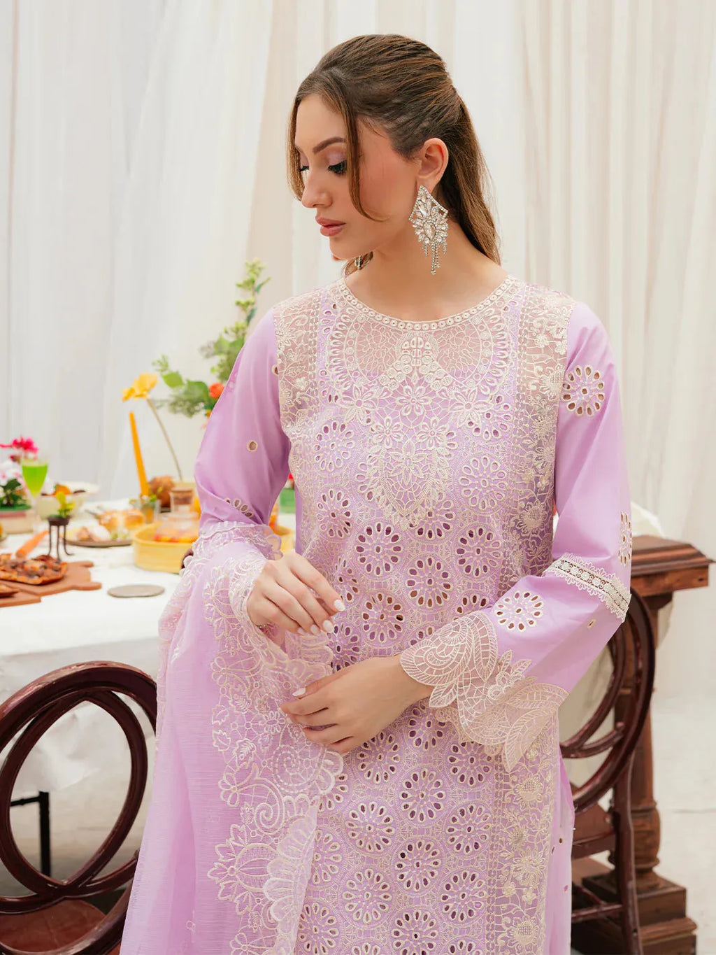 Amara - Luxury Lawn 3PC Chikenkari Heavy Embroidered Suit | ZF-068 Unstitched Summer Luxe '26