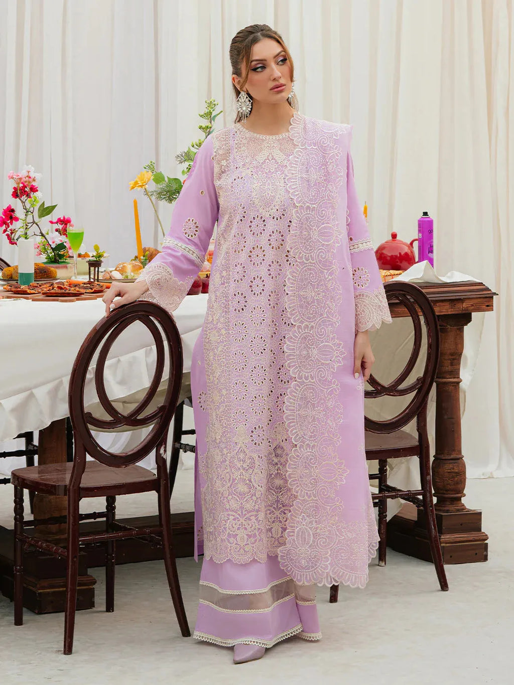 Amara - Luxury Lawn 3PC Chikenkari Heavy Embroidered Suit | ZF-068 Unstitched Summer Luxe '26