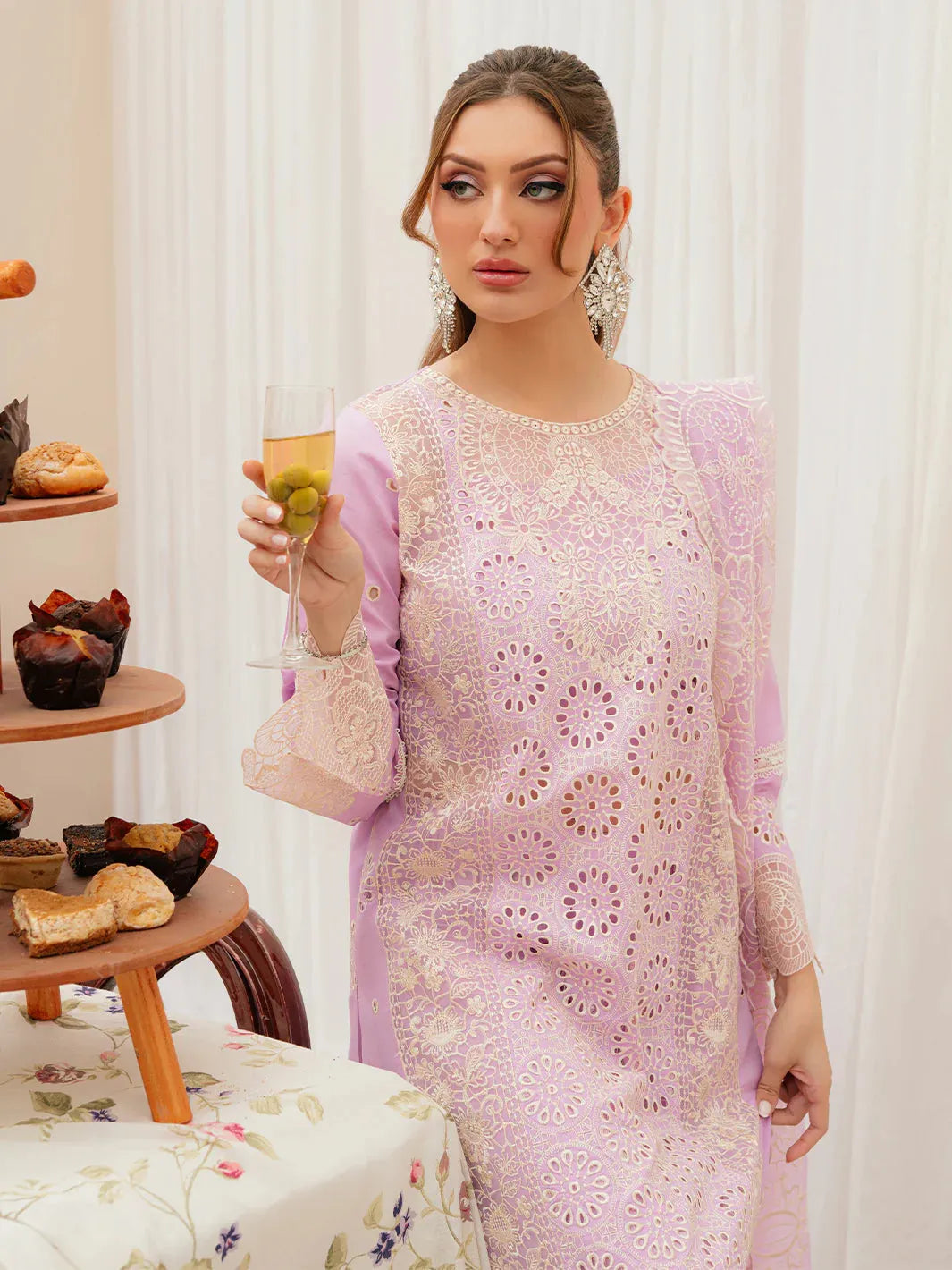 Amara - Luxury Lawn 3PC Chikenkari Heavy Embroidered Suit | ZF-068 Unstitched Summer Luxe '26