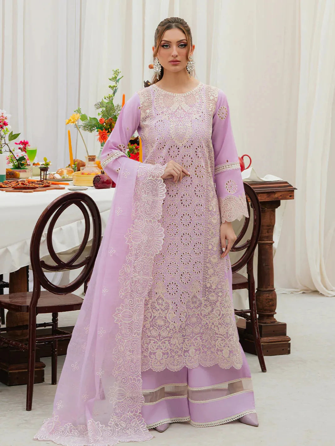 Amara - Luxury Lawn 3PC Chikenkari Heavy Embroidered Suit | ZF-068 Unstitched Summer Luxe '26