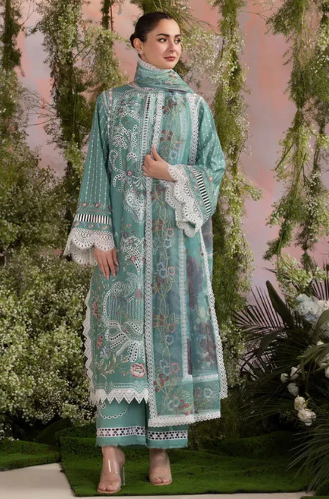 Dalia - Luxury Lawn 3PC Chikenkari Heavy Embroidered Suit | ZF-073 Unstitched Summer Luxe '26