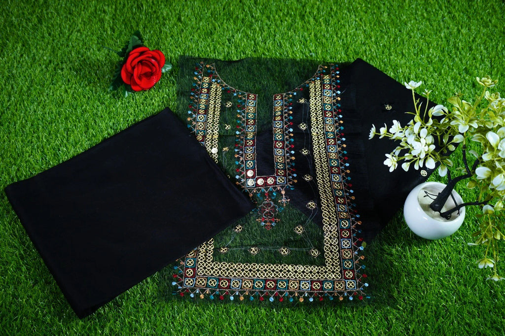Nida -ZF 048 - Luxury Lawn 3PC Chikenkari Heavy Embroidered Suit | Unstitched Summer Luxe '26