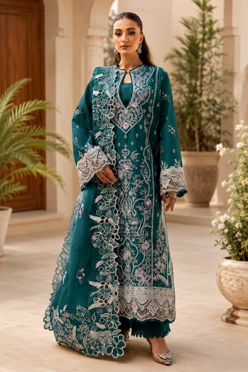 Zariah - Luxury 3PC Chikenkari Heavy Embroidered Suit | ZF-104 Zaroon Luxe '26