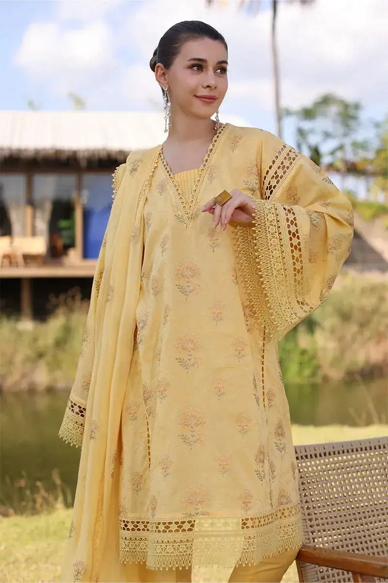 Farida - Luxury Lawn 3PC Chikenkari Heavy Embroidered Suit | ZF-079 Unstitched Summer Luxe '26