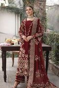 Mah-e-Rukh Mahroon  - Zf -03 Luxury Lawn 3PC Chikenkari Heavy Embroidered Suit | Summer Luxe '26