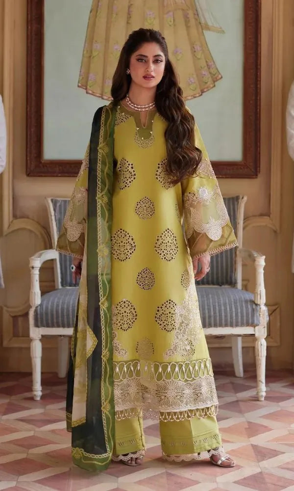 Zeenat - Luxury Jacquard fabric 3PC Chikenkari Heavy Embroidered Suit | Summer Luxe '26